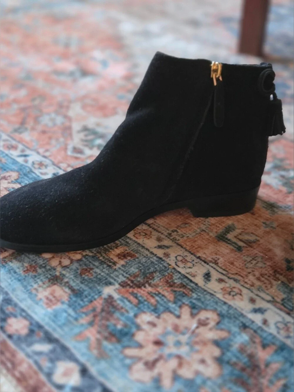 KATE SPADE ♠️ Black Suede Ankle Booties with Side Zip